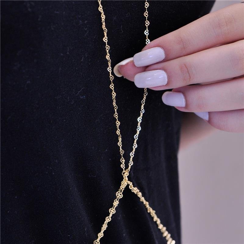 BODY CHAIN MINI CORAÇÕES DE LUZ FOLH. OURO