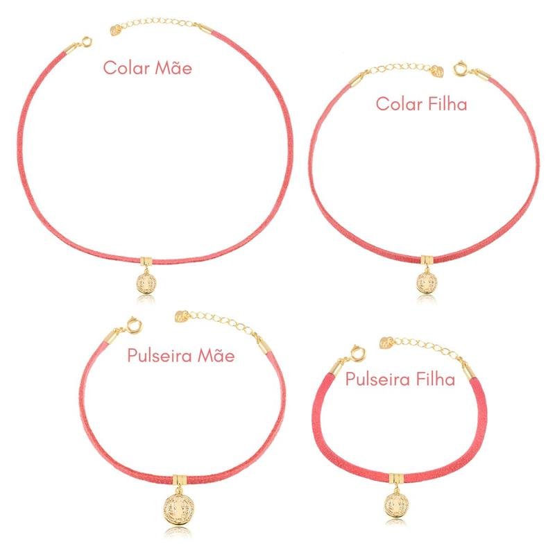 LOOK TAL MÃE TAL FILHA CAMURÇA MEDALHA SÃO BENTO FOLH. OURO 