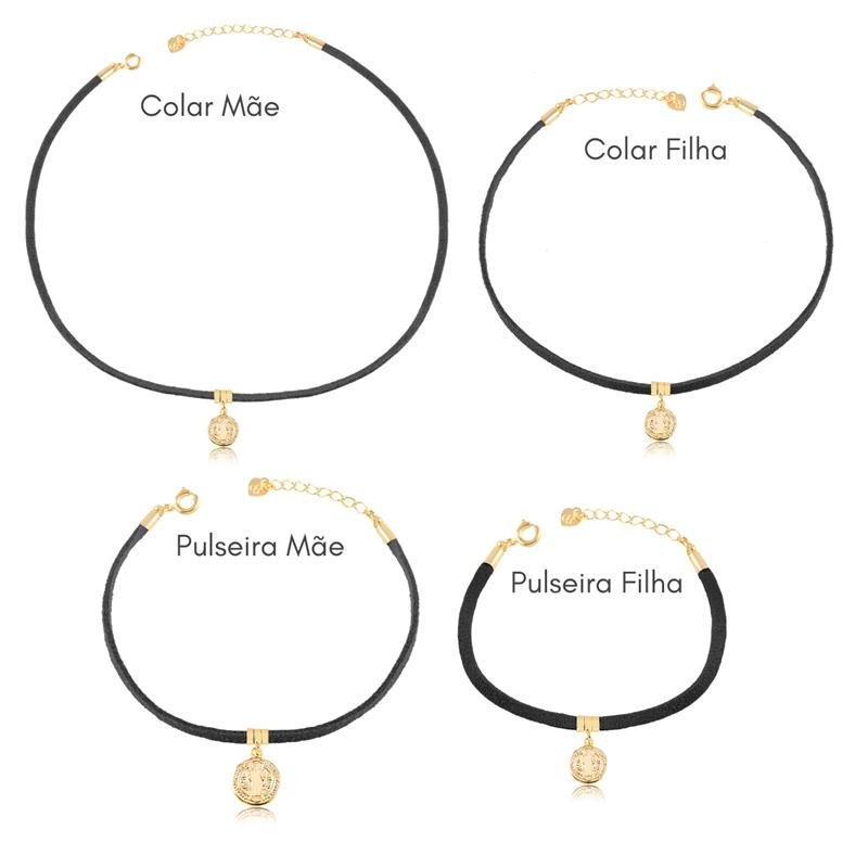 LOOK TAL MÃE TAL FILHA CAMURÇA MEDALHA SÃO BENTO FOLH. OURO 