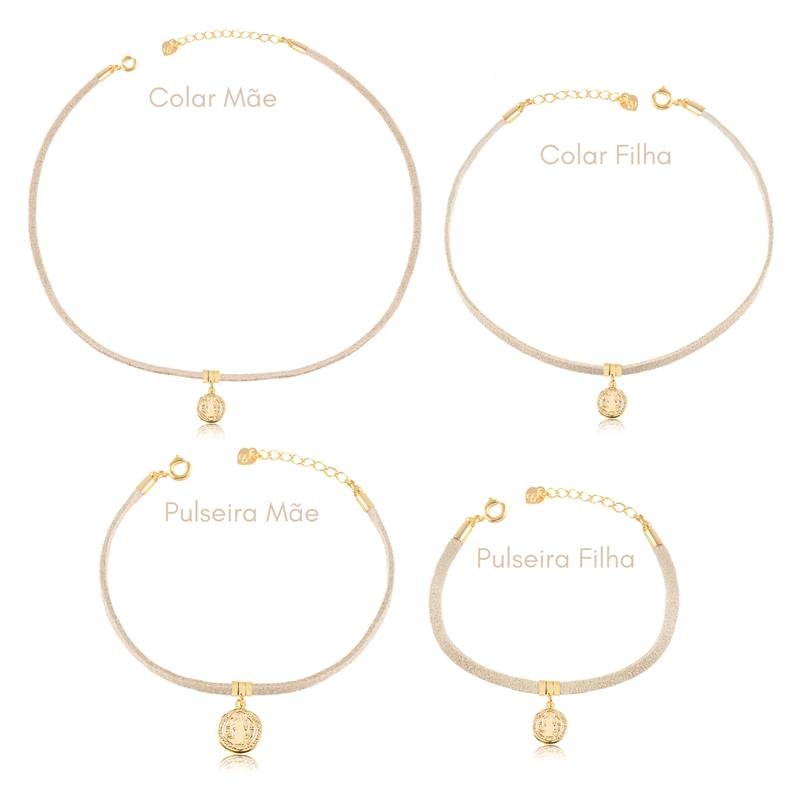 LOOK TAL MÃE TAL FILHA CAMURÇA MEDALHA SÃO BENTO FOLH. OURO 