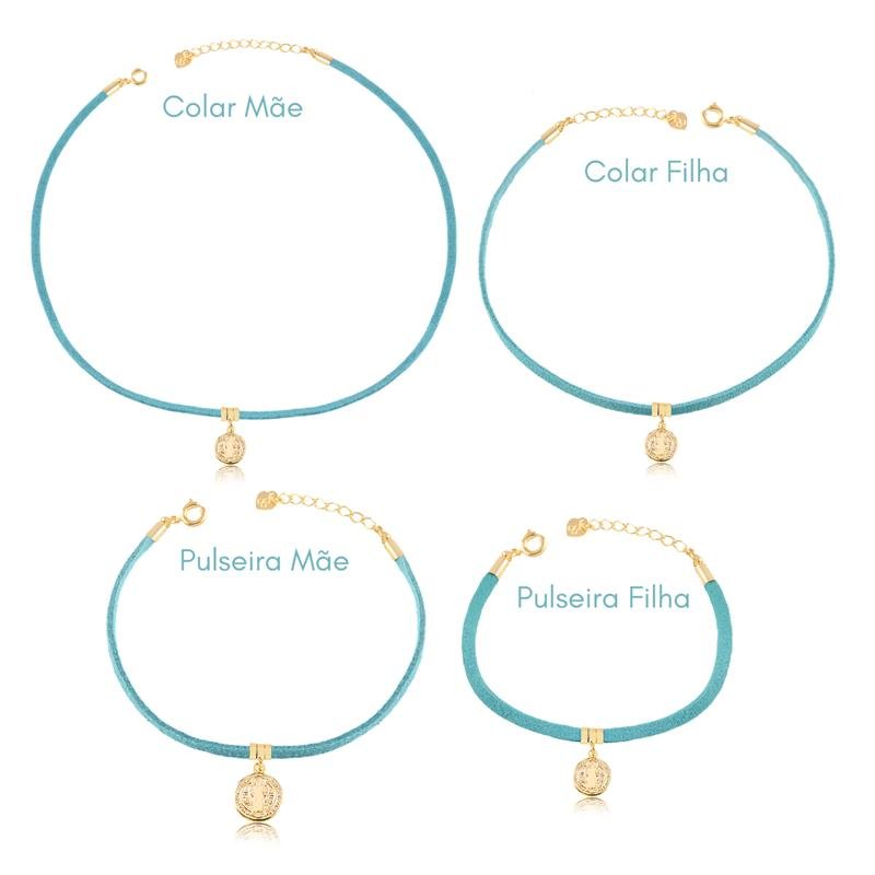 LOOK TAL MÃE TAL FILHA CAMURÇA MEDALHA SÃO BENTO FOLH. OURO 