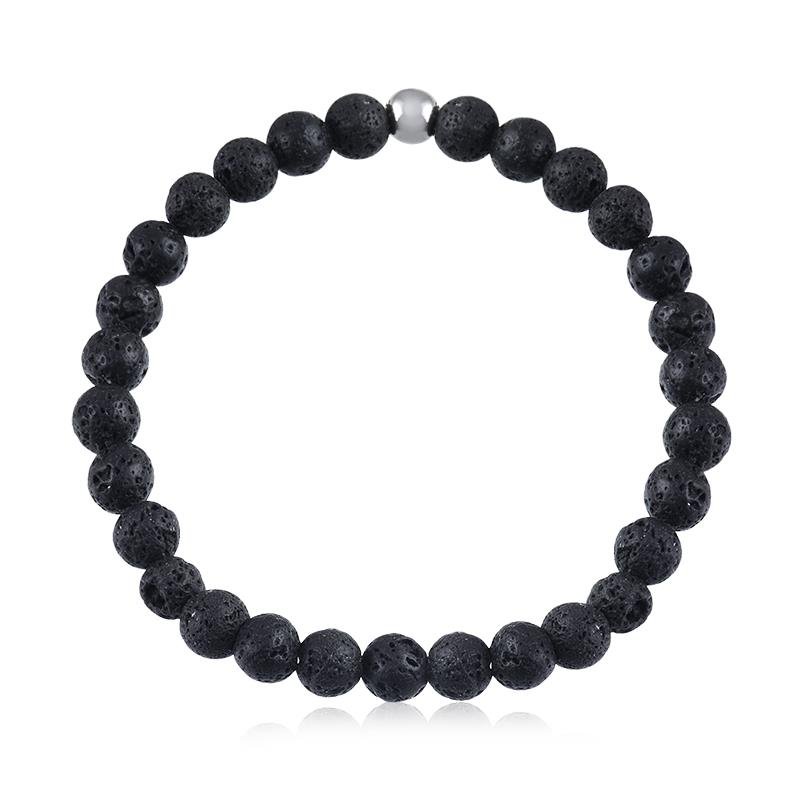 PULSEIRA MASCULINA PEDRA 8MM LAVA VULCANICA - .