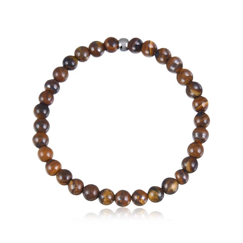 PULSEIRA MASCULINA PEDRA BANHADO RÓDIO - OLHO DE TIGRE