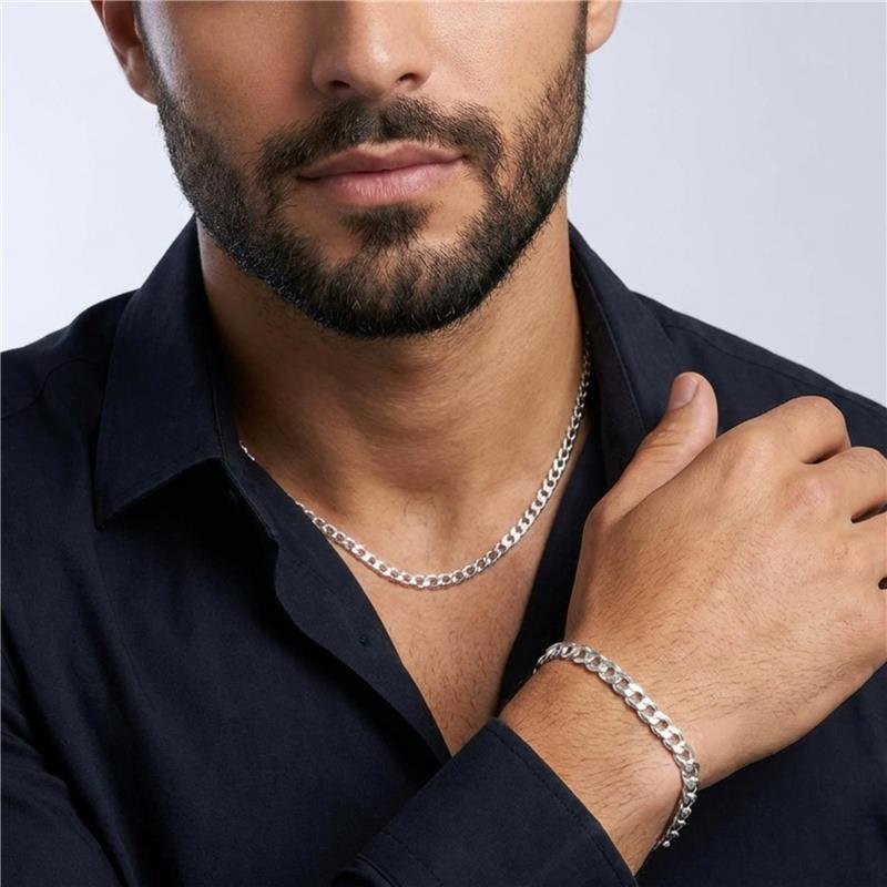 PULSEIRA GRUMET MASCULINA PRATA 925