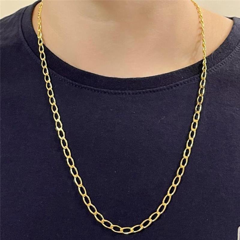 CORRENTE ELO LONGO FOLHEADA OURO