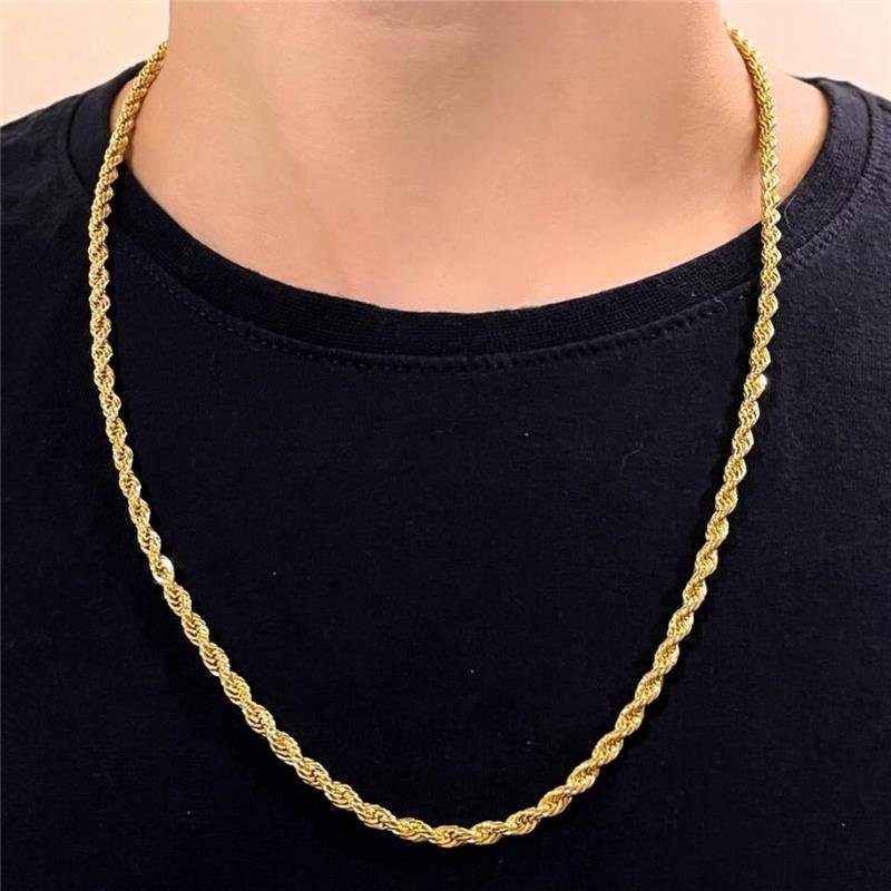 CORRENTE CORDÃO BAIANO 4MM MASCULINA BANHADO OURO