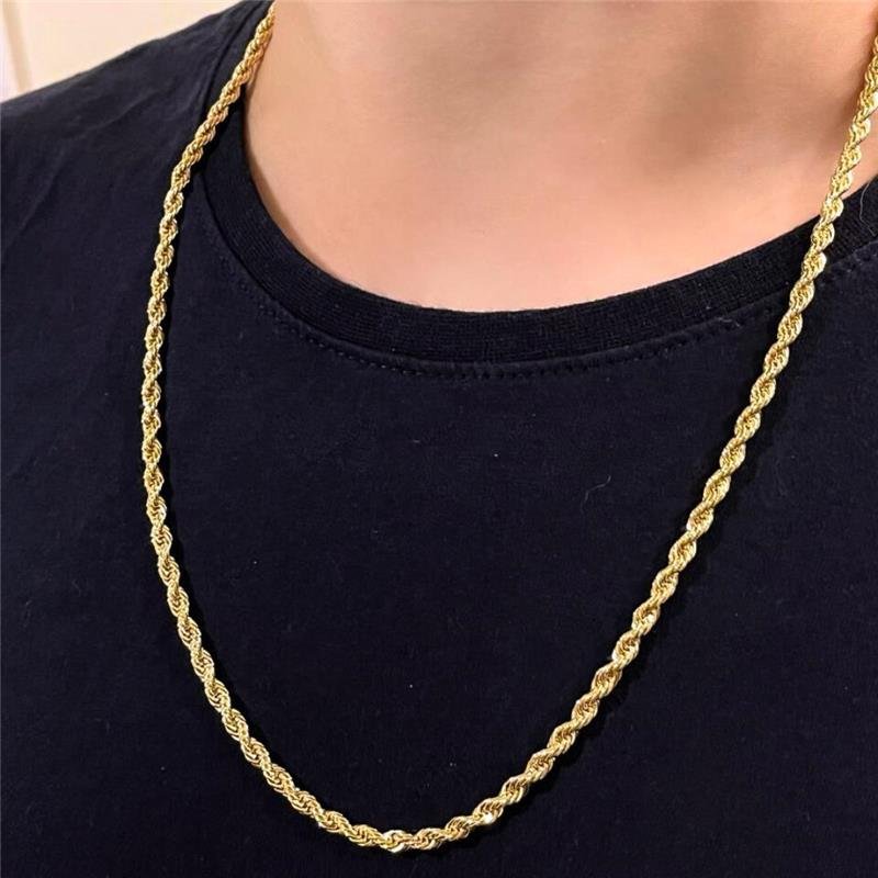 CORRENTE CORDÃO BAIANO 4MM MASCULINA BANHADO OURO