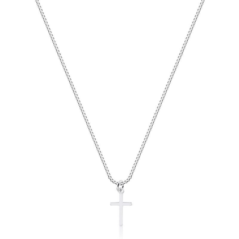 CORRENTE COM CRUZ MASCULINA BANHADO PRATA - .