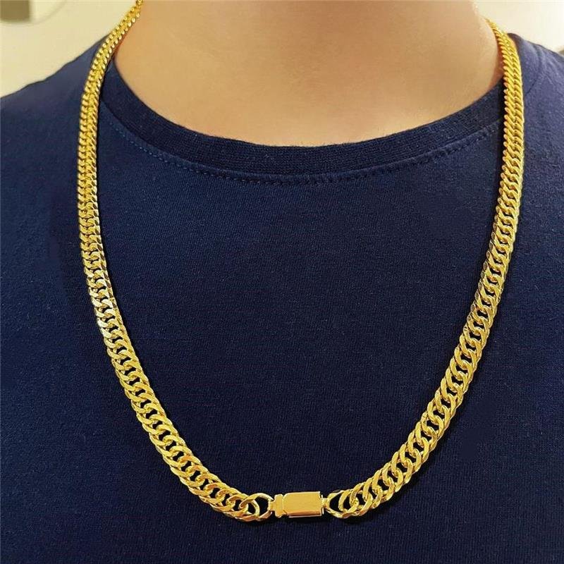 CORRENTE GRUMET ELO DUPLO MASCULINA BANHADO OURO