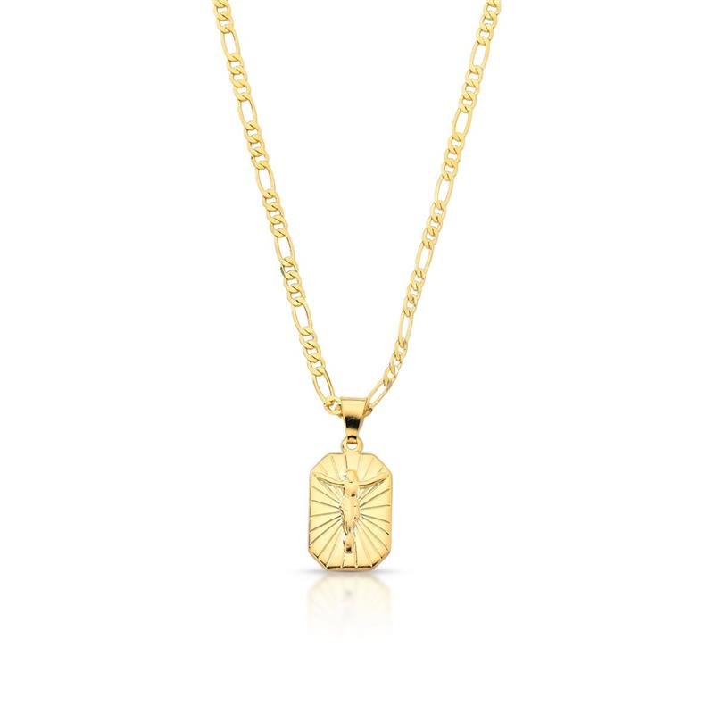 CORRENTE MASCULINA CRUCIFIXO BANHADO OURO - .