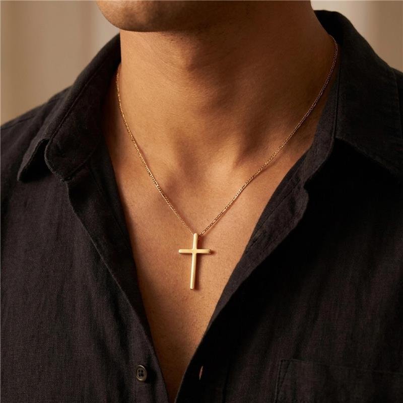 CORRENTE MASCULINA CRUZ BANHADO OURO