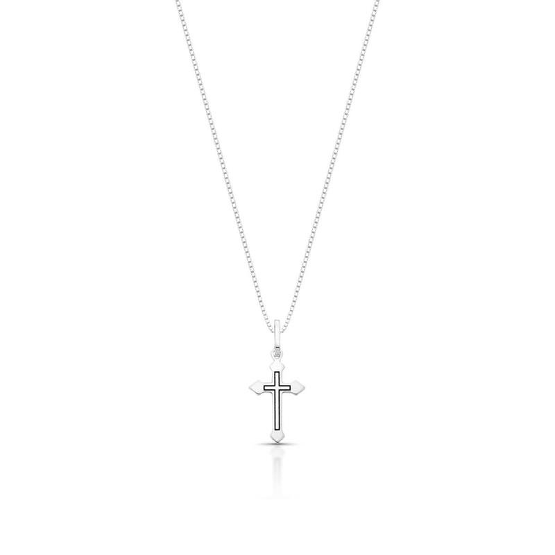 CORRENTE MASCULINA CRUZ PRATA 925 - PRETO