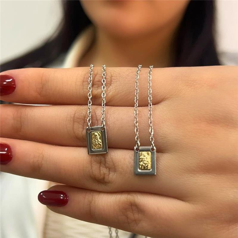 ESCAPULÁRIO MASCULINO NOSSA SRA DO CARMO AÇO INOX