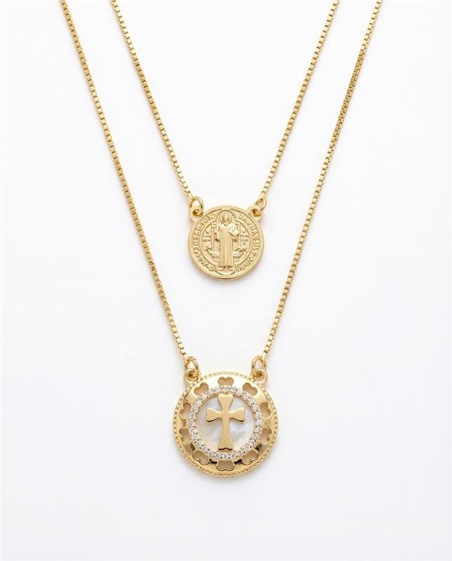 ESCAPULÁRIO SÃO BENTO BANHADO OURO - 