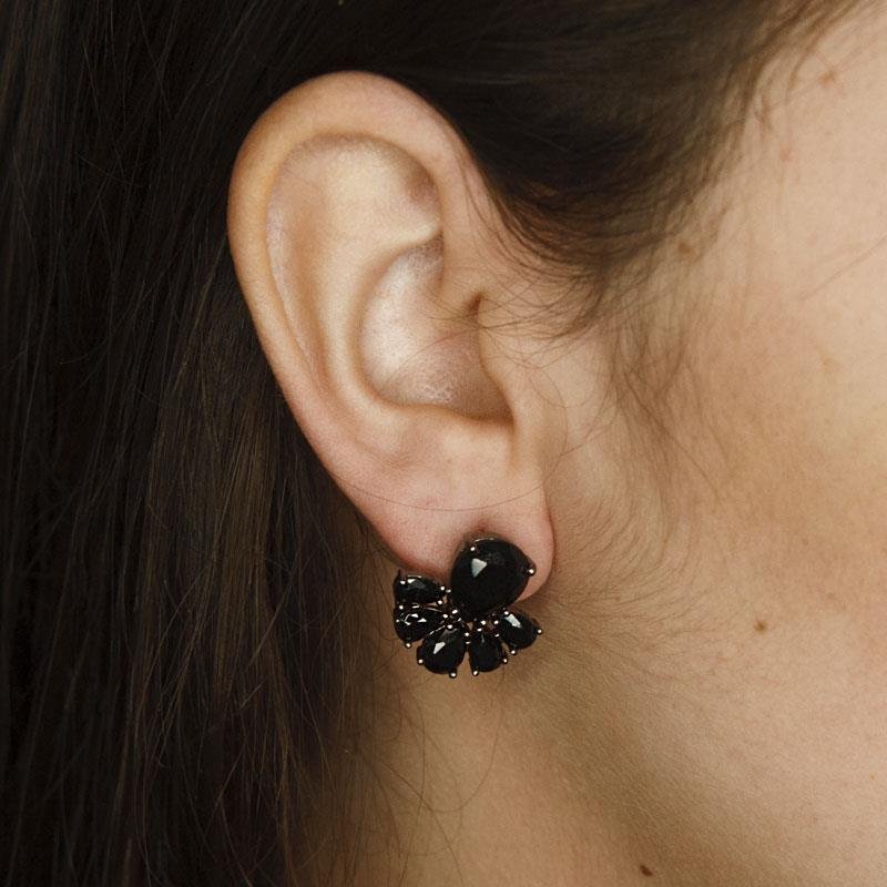 BRINCO RÓDIO NEGRO GOTAS DE ZIRCÔNIA 