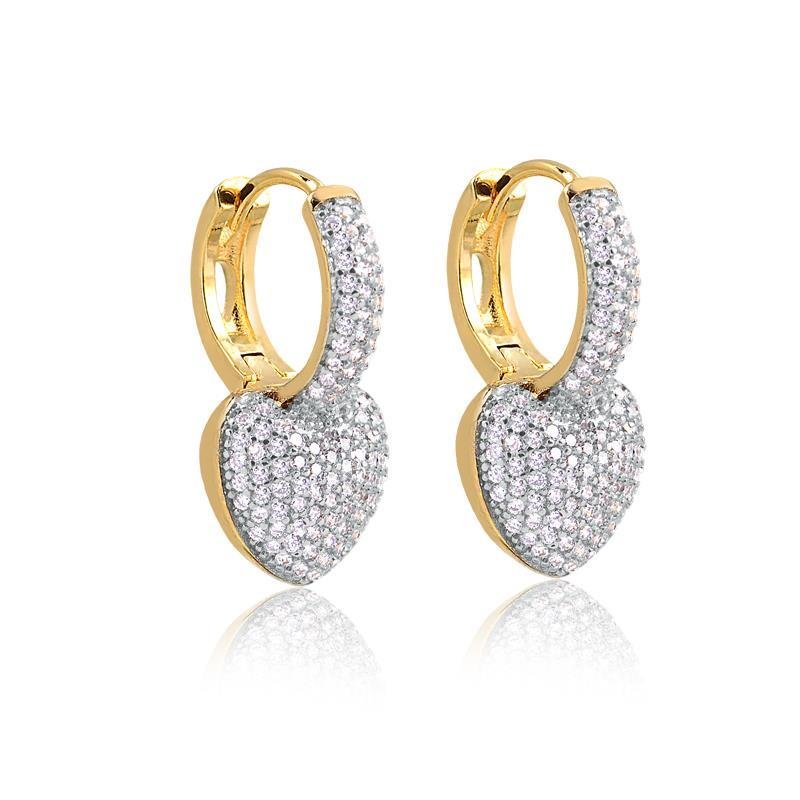 BRINCO ARGOLA CLICK CRAVEJADO FOLHEADO A OURO