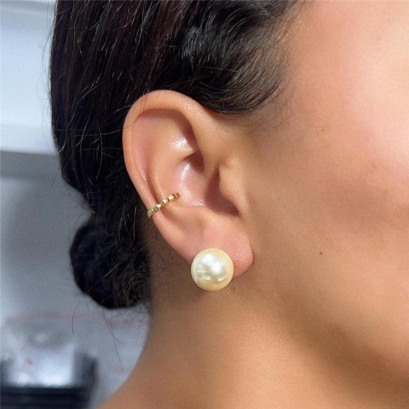 BRINCO PÉROLA 14MM BANHADO OURO