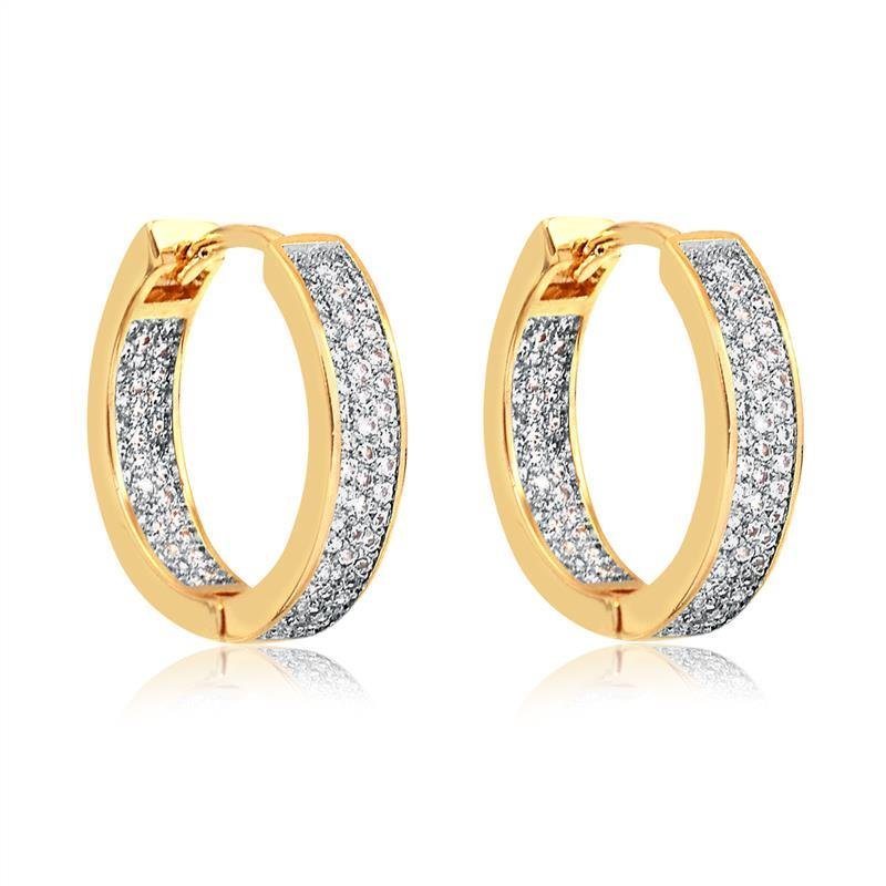 ARGOLA CLICK CRAVEJADA EM ZIRCÔNIA FOLHEADA A OURO