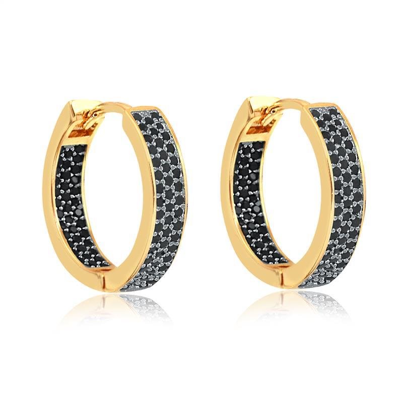 ARGOLA CLICK CRAVEJADA EM ZIRCÔNIA FOLHEADA A OURO