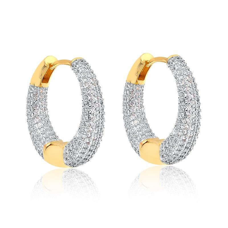 ARGOLA CLICK CRAVEJADA EM ZIRCÔNIA FOLHEADA A OURO