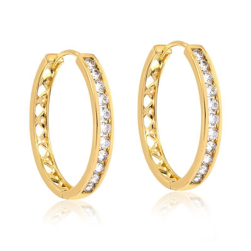 ARGOLA CLICK CRAVEJADA EM ZIRCÔNIA FOLHEADA A OURO