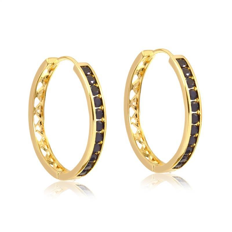 ARGOLA CLICK CRAVEJADA EM ZIRCÔNIA FOLHEADA A OURO