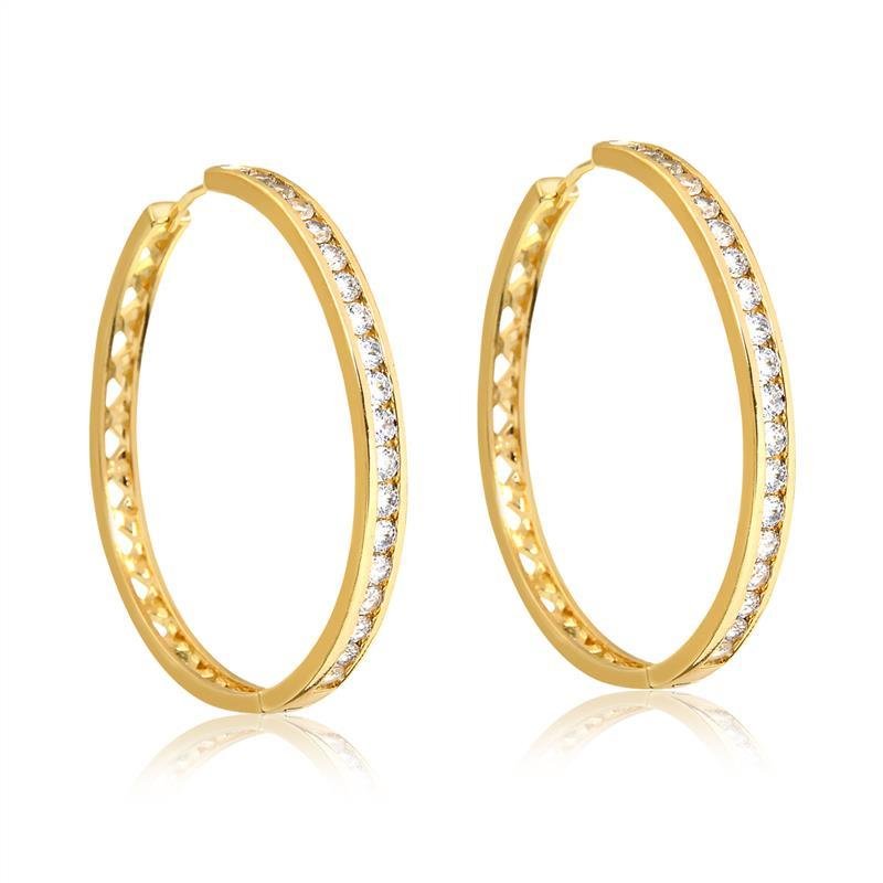 ARGOLA CLICK CRAVEJADA EM ZIRCÔNIA FOLHEADA A OURO