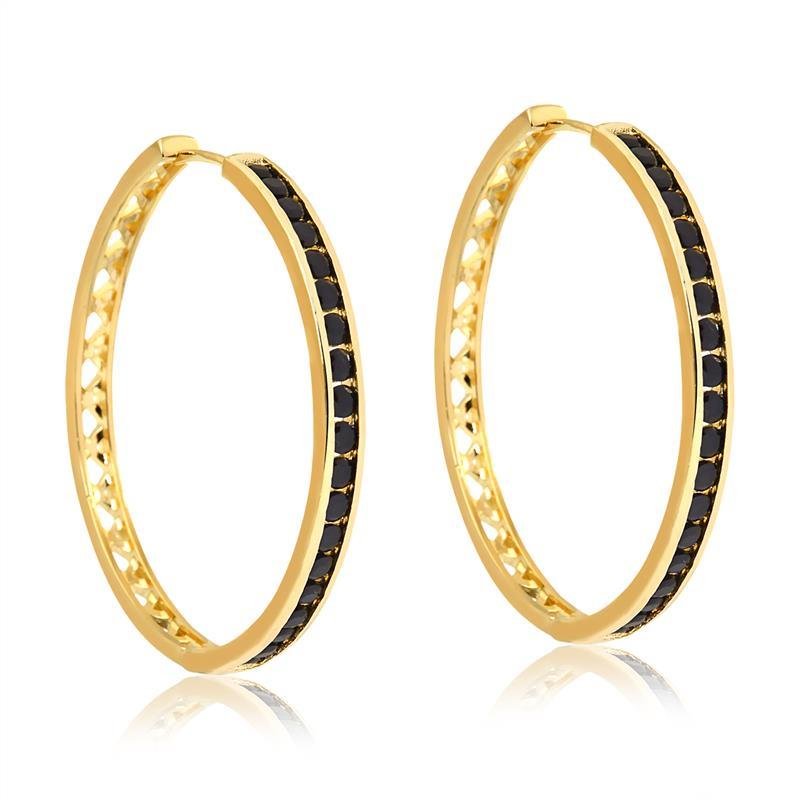 ARGOLA CLICK CRAVEJADA EM ZIRCÔNIA FOLHEADA A OURO