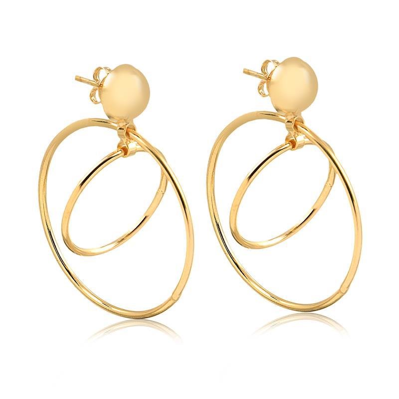 BRINCO ARGOLAS TRANSPASSADAS FOLHEADO A OURO 18K