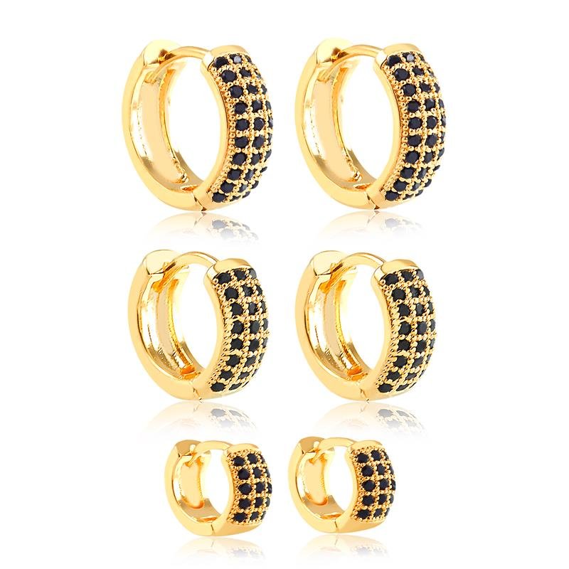 BRINCO TRIO ARGOLA CLICK CRAVEJADO FOLHEADO OURO