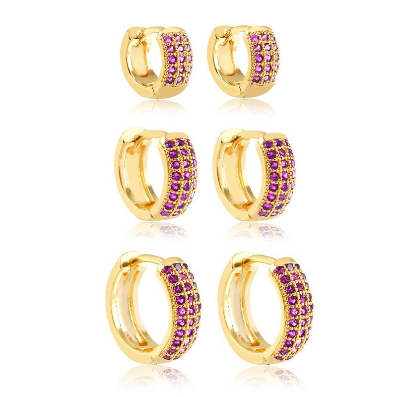BRINCO TRIO ARGOLA CLICK CRAVEJADO FOLHEADO OURO