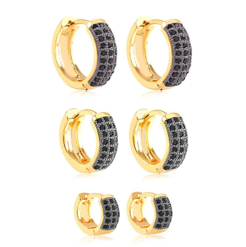 BRINCO TRIO ARGOLA CLICK CRAVEJADO FOLHEADO OURO