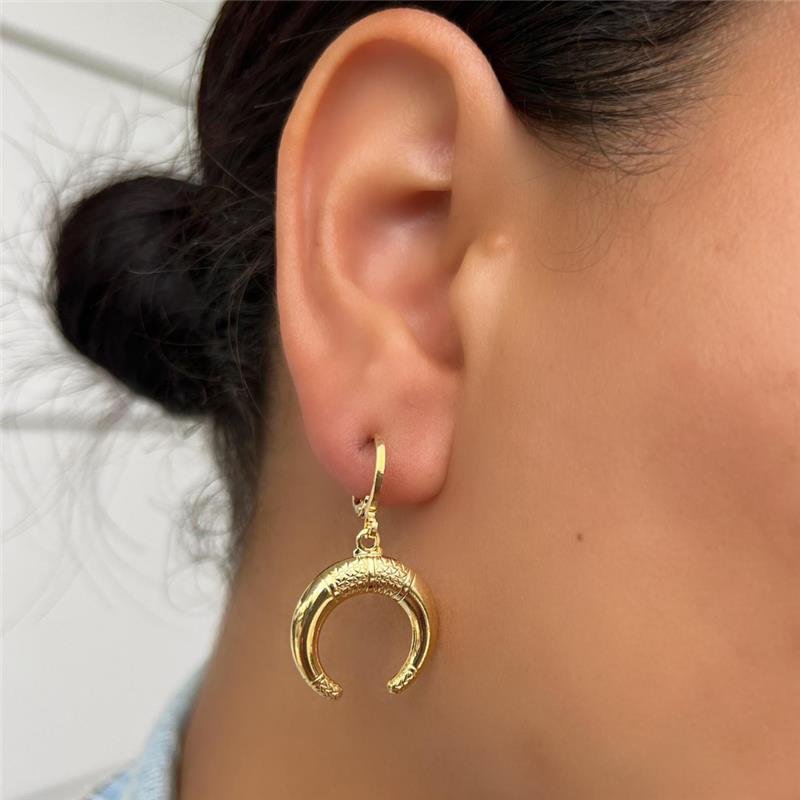 BRINCO CLICK MEIA LUA FOLHEADO OURO