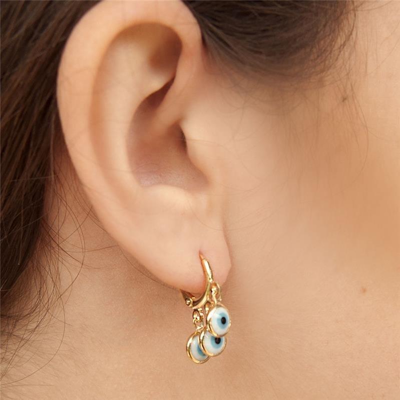 BRINCO CLICK TRIO OLHO GREGO FOLHEADO OURO