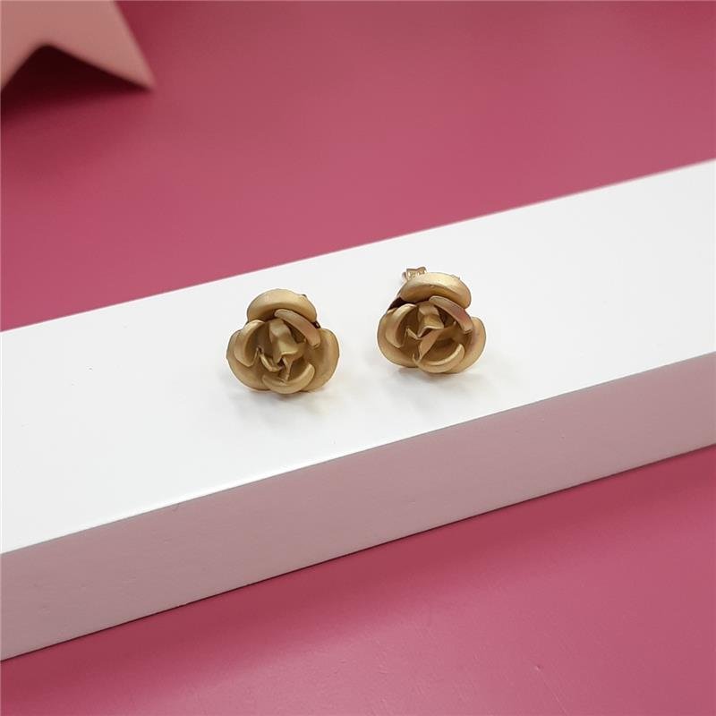 BRINCO FLOR FOLHEADO OURO