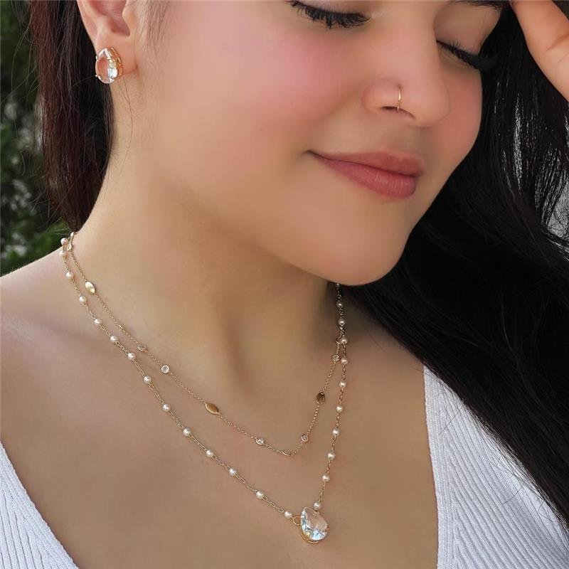 BRINCO PEDRA GOTA FOLHEADO OURO