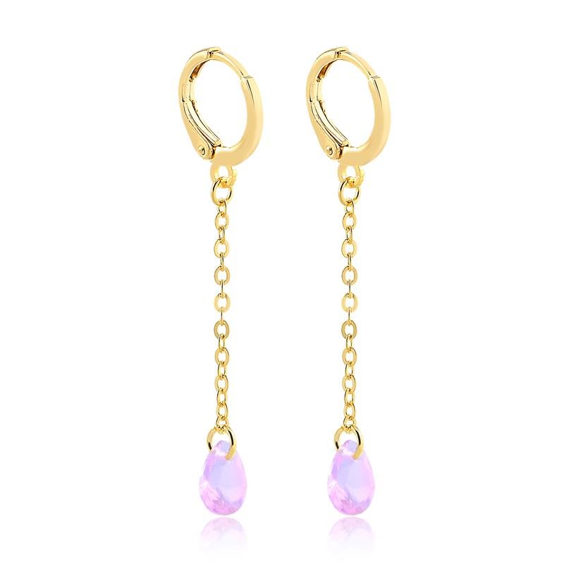 BRINCO ARGOLA COM CORRENTE E GOTA FOLHEADO OURO