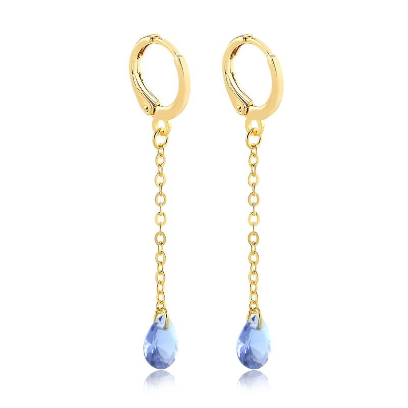 BRINCO ARGOLA COM CORRENTE E GOTA FOLHEADO OURO