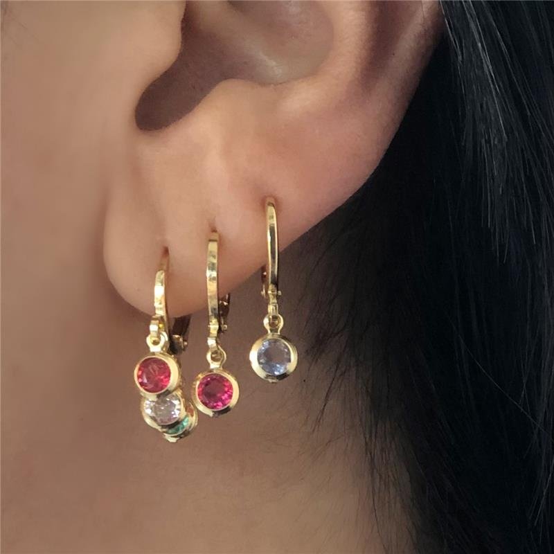 BRINCO ARGOLA PONTOS DE LUZ FOLH. OURO