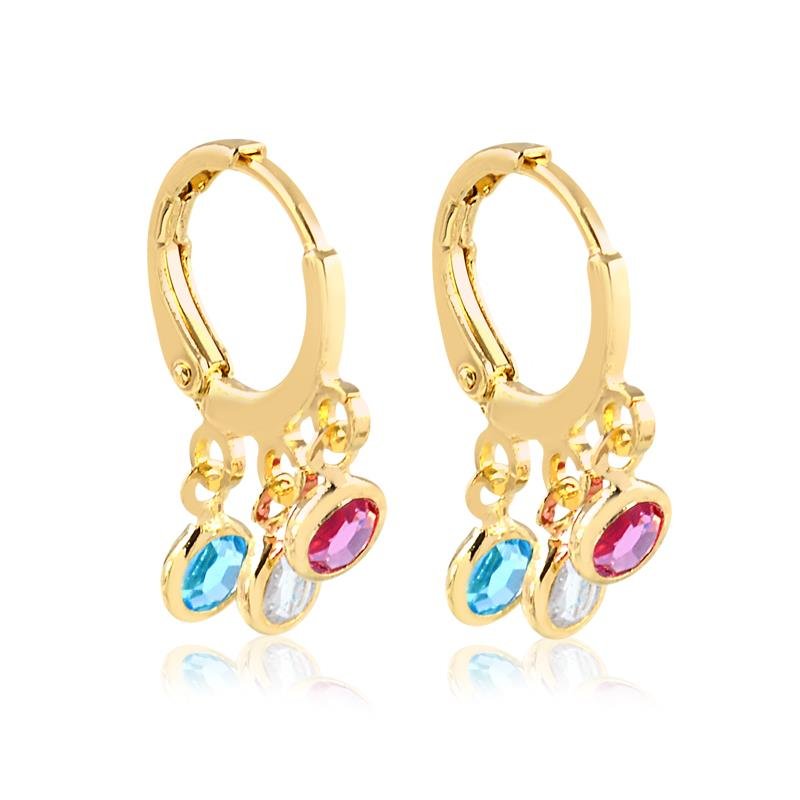 BRINCO ARGOLA PONTOS DE LUZ FOLH. OURO