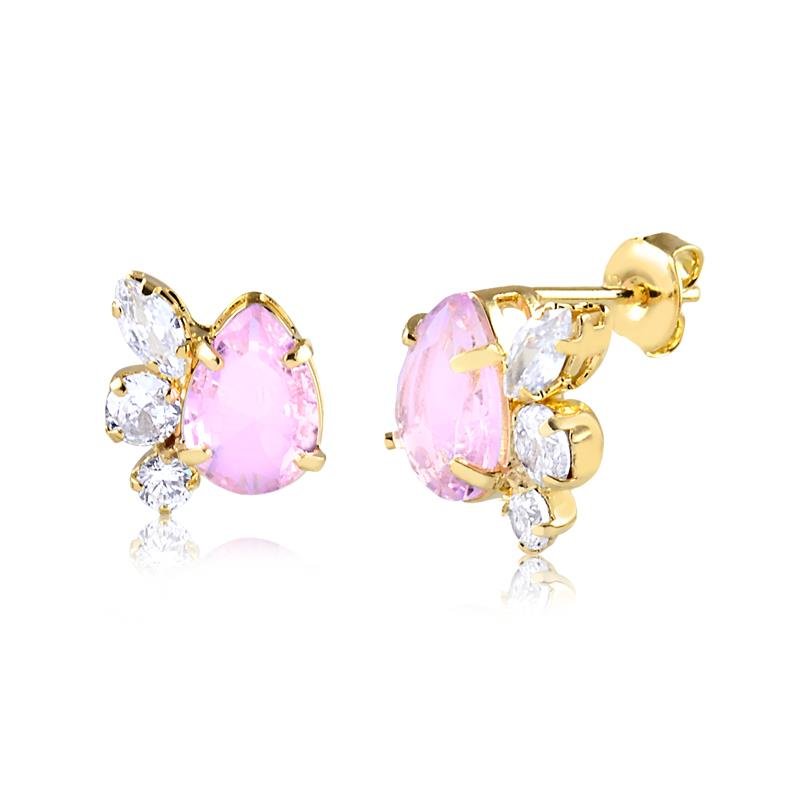 BRINCO GOTA CRAVEJADO FOLH. OURO 