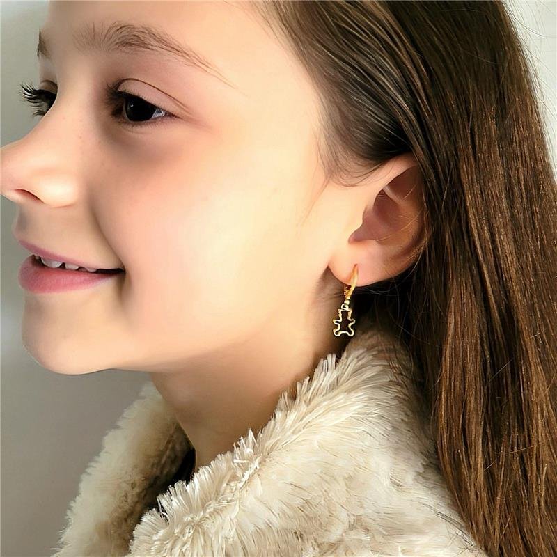 BRINCO ARGOLA COM URSINHO VAZADO BANHADO OURO