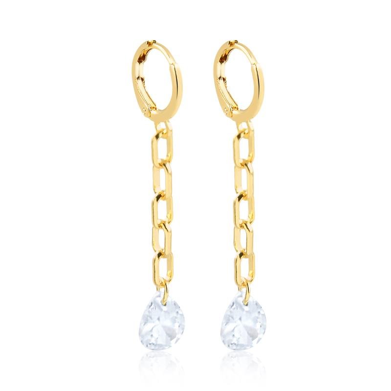 BRINCO ARGOLA CORR. CARTIE E GOTA FOLHEADO OURO