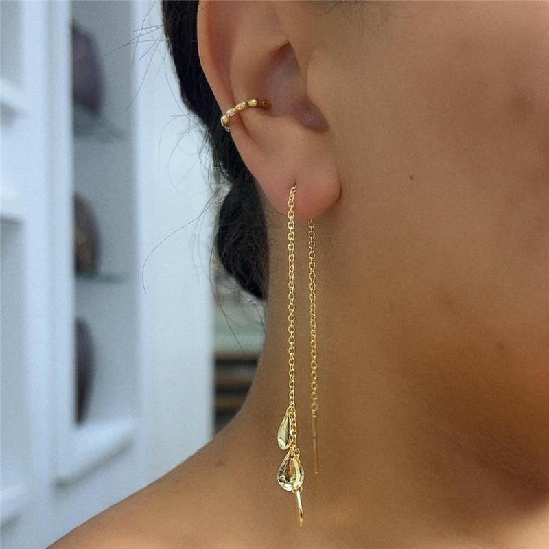 BRINCO CORRENTE COM TRES SEMENTE FOLH. OURO
