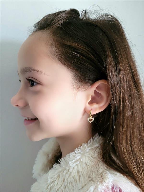 BRINCO CLICK CORAÇÃO CRAVEJADO FOLH OURO