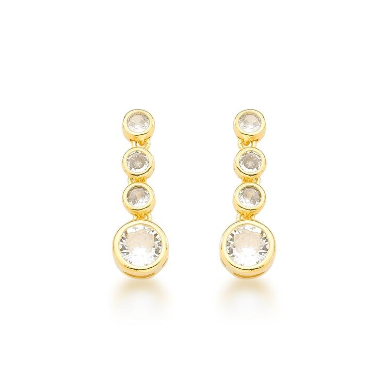 BRINCO PONTOS DE LUZ BANHADO OURO - CRISTAL