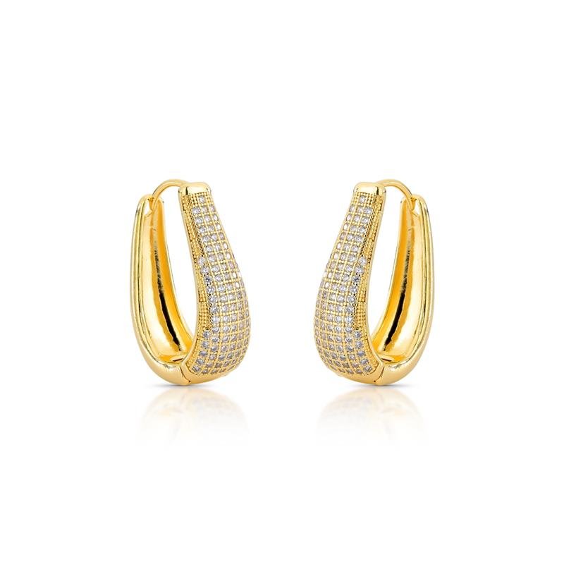 BRINCO CLICK CRAVEJADO BANHADO OURO - CRISTAL