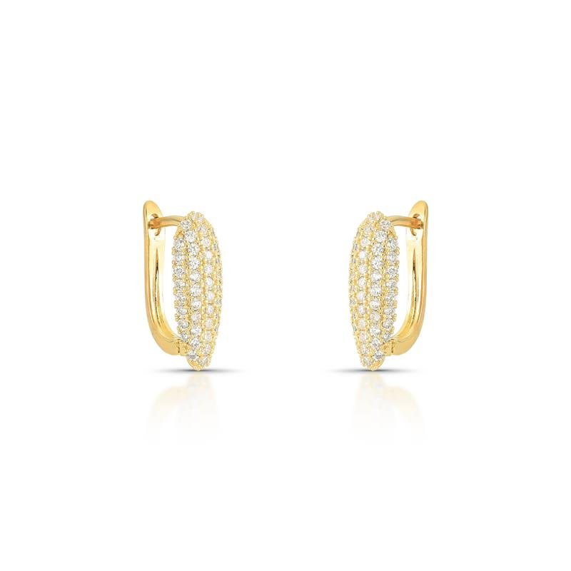 BRINCO CLICK CRAVEJADO BANHADO OURO - CRISTAL