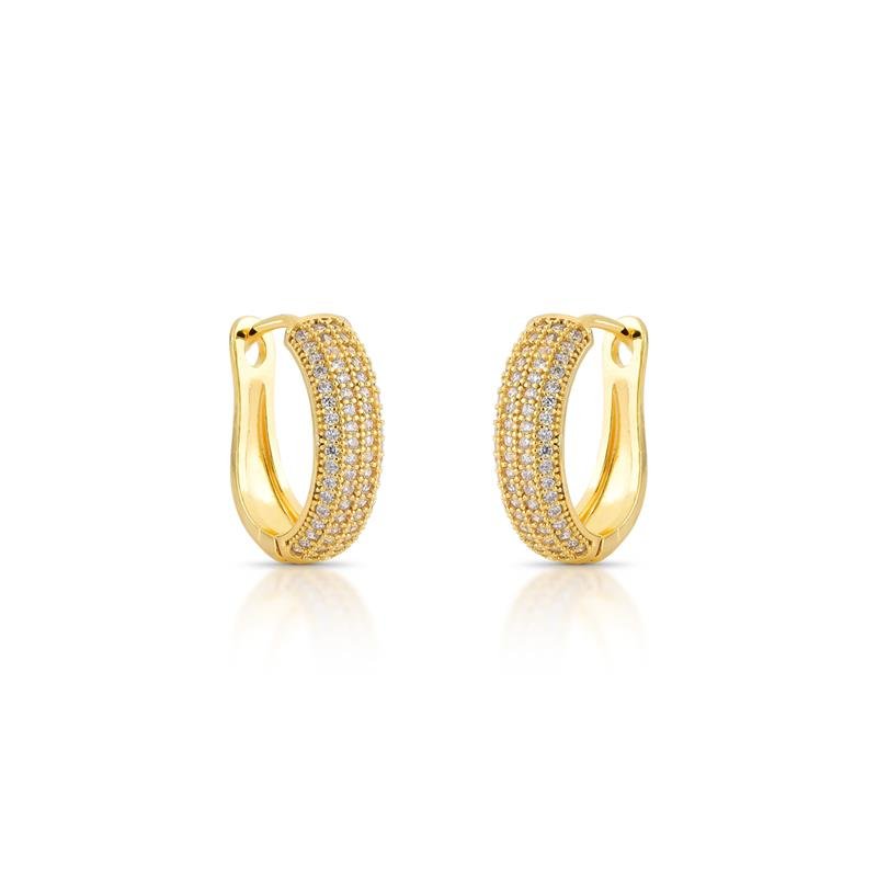 BRINCO CLICK CRAVEJADO BANHADO OURO - CRISTAL