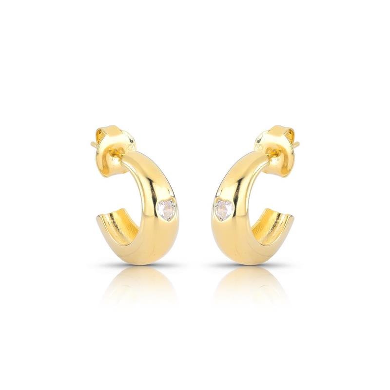 BRINCO ARGOLA COM ZIRCONIA BANHADO OURO - CRISTAL